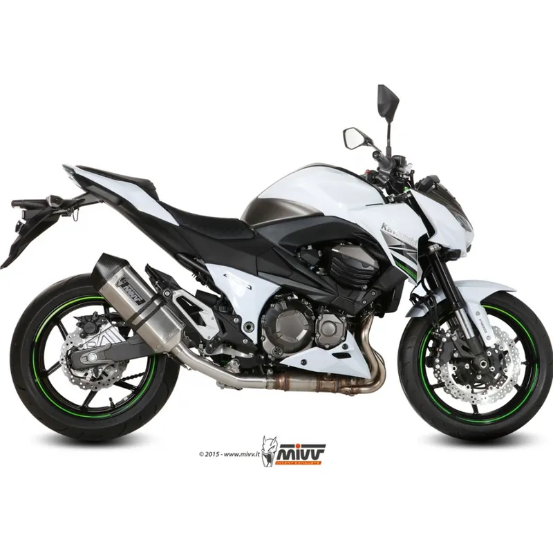 Markenprodukt Auspuffanlage Mivv SLIP-ON Edelstahl mit Carbon Kappe Speed Edge Sport für Kawasaki Z 800 ccm Bj. 2013 - 2016