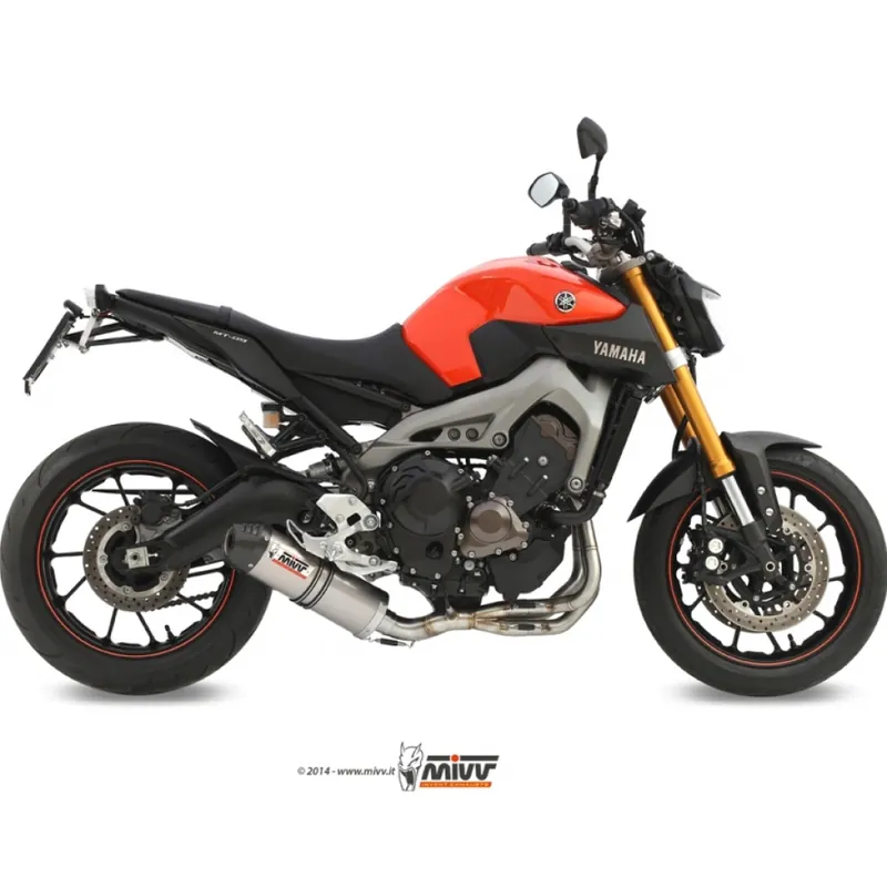 Neue Kollektion Auspuffanlage Mivv Komplettanlage 3x1 Titan mit Carbon Kappe Oval Sport für Yamaha MT-09 847 ccm Bj. 2014 - 2015