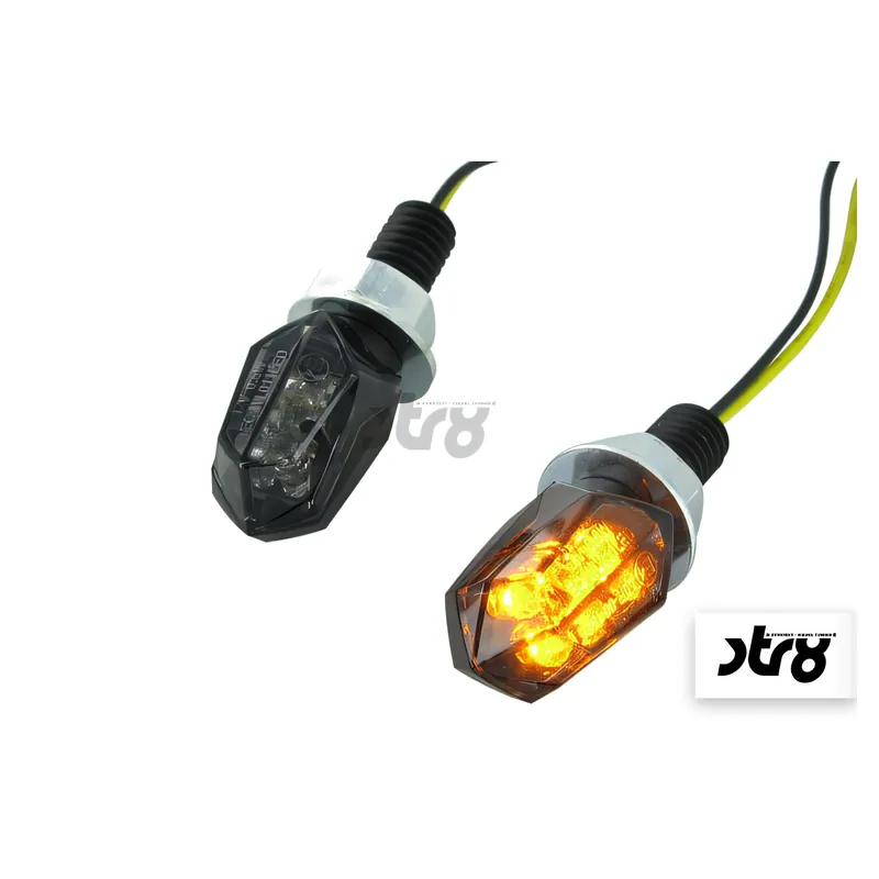 Blinker STR8 Led Mini 2 Black Line schwarz getönt mit Straßenzulassung(AUSLAUF) Sonderaktion