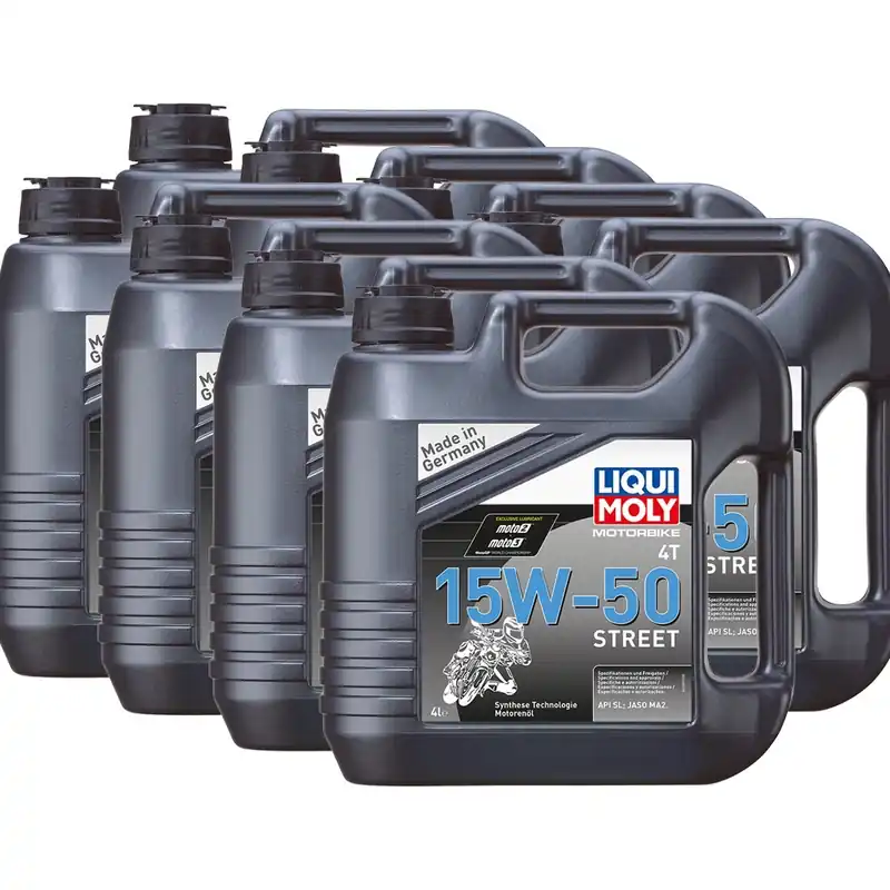 8x Liqui Moly 1689 Motorbike 4T Motoröl Synth Motorrad Street Race 15 W-50 4L Günstig