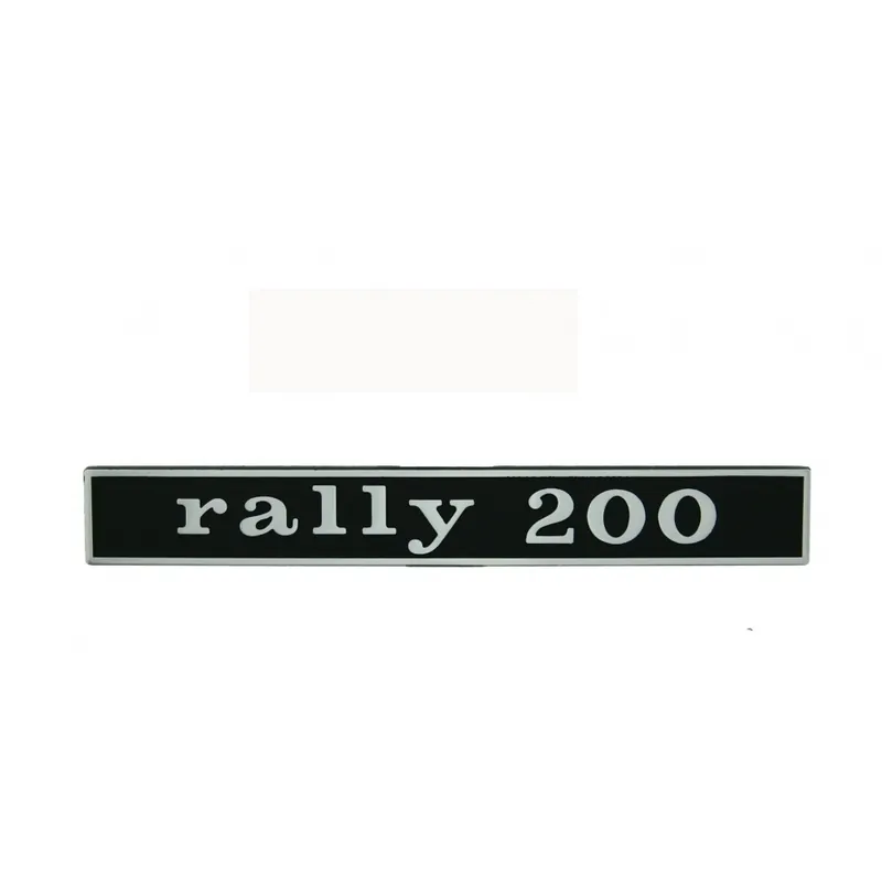 Emblem / Schriftzug " rally 200 " für Vespa Rally 200 hinten - 2 Pins 132x17mm Lochabstand 110mm Abverkauf