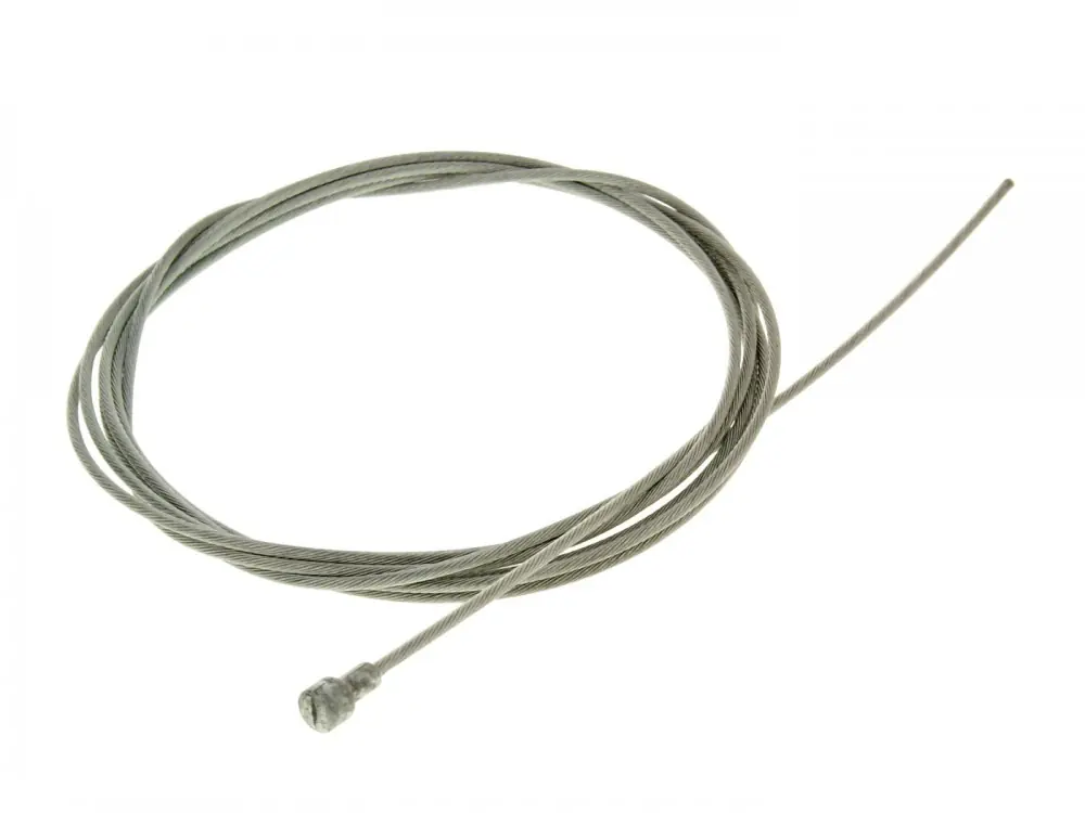 Ausverkauf Bowdenzug Innenseele inklusive Anschlussnippel verpresst Tonnenförmig für Gasgriff Mitnehmer 2m x 2,0mm, mit Nippel (Birne)