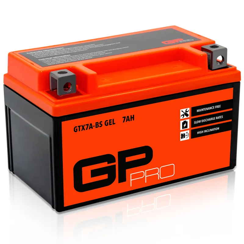 GP-PRO Gel-Batterie 12V 7Ah GTX7A-BS Rollerbatterie / Motorradbatterie, wartungsfrei versiegelt vorgeladen ähnlich YTX7A-BS / CTX7A-BS Super-Preis