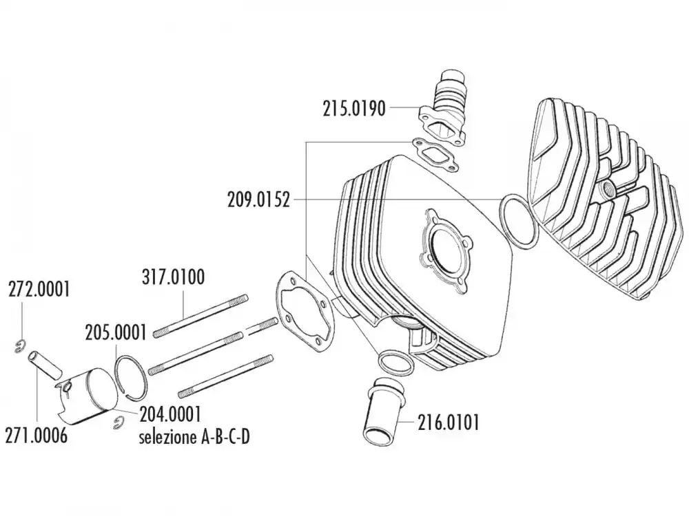 Kolben Satz Polini Serie 6000 80ccm 48mm (A) für Fantic Motor Regolarita 50, Minarelli P4-P6 Expressversand