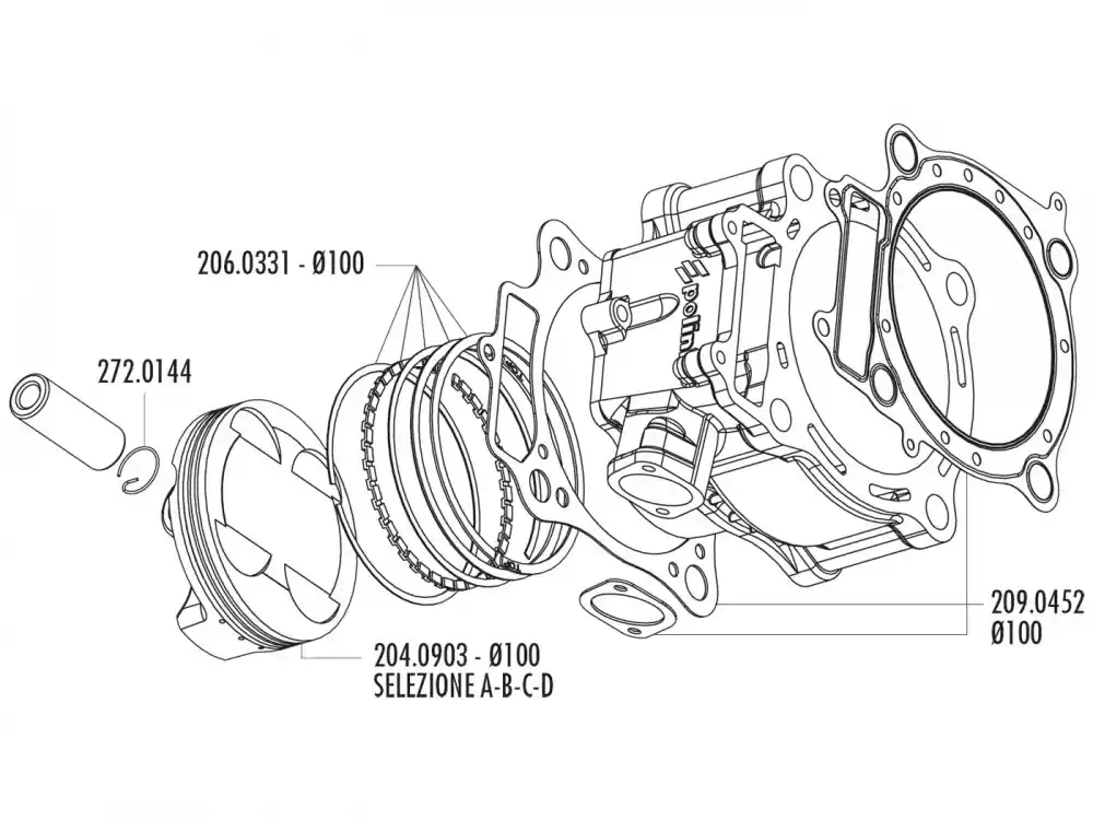 Ausverkauf Kolbenring Satz Polini 490ccm 100mm für Honda CRF 450 02-05