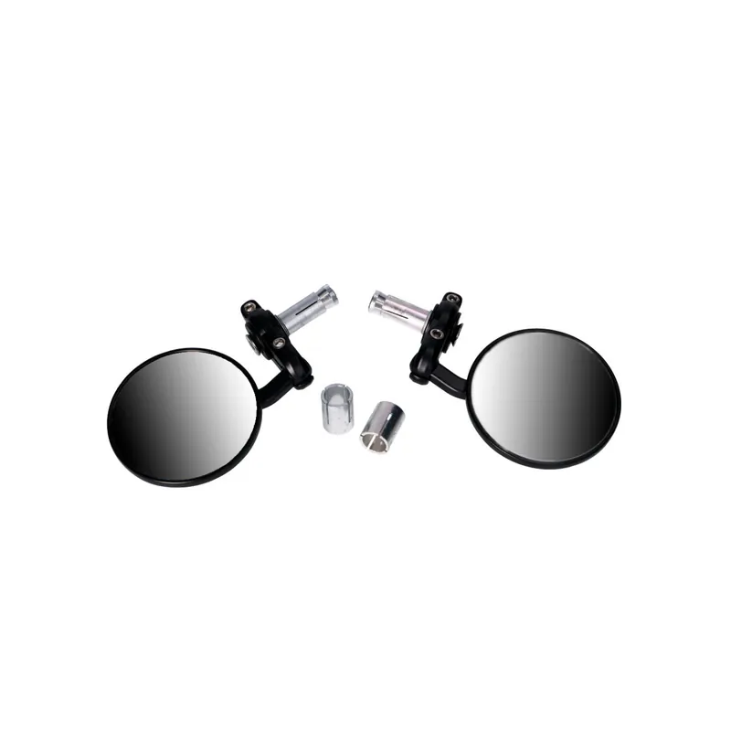 Preisknaller Spiegel Set für Lenkerenden rund, schwarz Aluminium CNC, 2 Stück