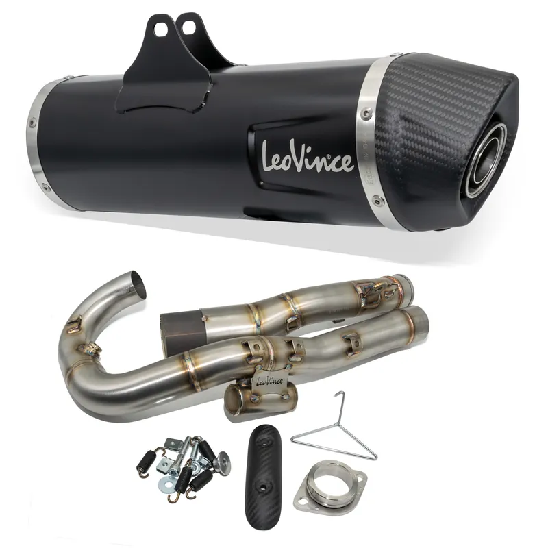 Auspuffanlage komplett LeoVince NERO mit Katalysator & Zulassung, Edelstahl schwarz, Carbon Kappe & Hitzeschild für Husqvarna 701 Enduro / LR / Supermoto Bj. 2017 - 2020 E4 / Bj. 2021 - 2024 E5 Billig