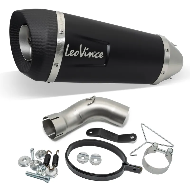 Jetzt Kaufen Endschalldämpfer LeoVince FACTORY S Black Edition mit Zulassung, Edelstahl schwarz, Carbon Kappe für Kawasaki Ninja 1000 SX / Tourer Bj. 2020 - 2024 E4 / E5
