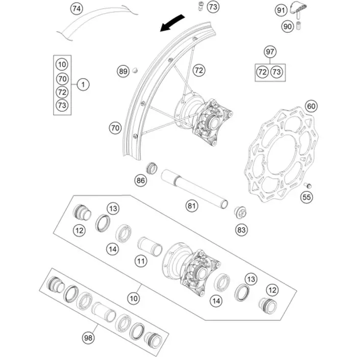 SPEICHENSATZ VORNE 17‘‘ 85SX 13 Garantierte Lieferung