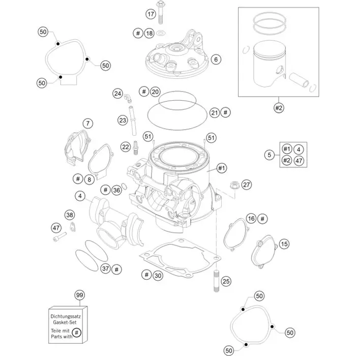 ZYLINDERKOPF 250 EXC Markenprodukt