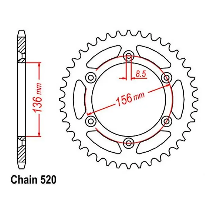 Kettenrad Alu 40Z 520 Senkkopf Beta RR 250 350 400 450 05-14 Zertifiziert