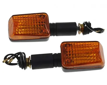 Beliebt Blinker Motorrad Mini, schwarz, Glas gelb,12V 21W, langer Gummistiel, Paar