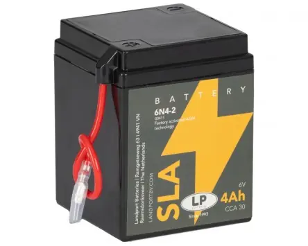 Garantierte Lieferung Batterie LANDPORT 6N4-2 SLA 6V 4Ah, 71x71x93mm, wartungsfrei für Motorrad Aprilia, Honda, Suzuki, Yamaha