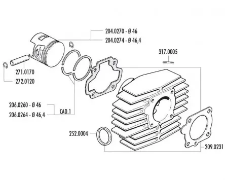 Dichtungssatz Zylinder POLINI für Honda Camino, PX 50 Top-Seller