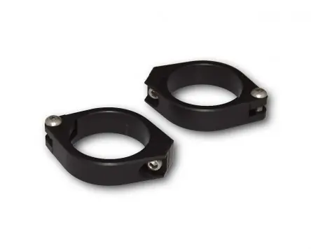 Neuheit Standrohrschellen Gabel Motorrad HIGHSIDER CNC Alu, 42-43 mm, schwarz, Paar