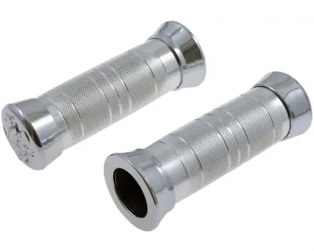 Geprüft Lenkergriffe Alu/Gummi, silber für 1 Zoll Lenker, kompatibel für Motorrad, Chopper, Cruiser Ersatz Motorrad Optik Custom Griffe