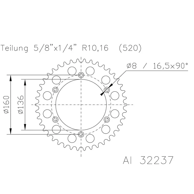 Esjot Kettenrad ALU 520 48 Zähne Günstig