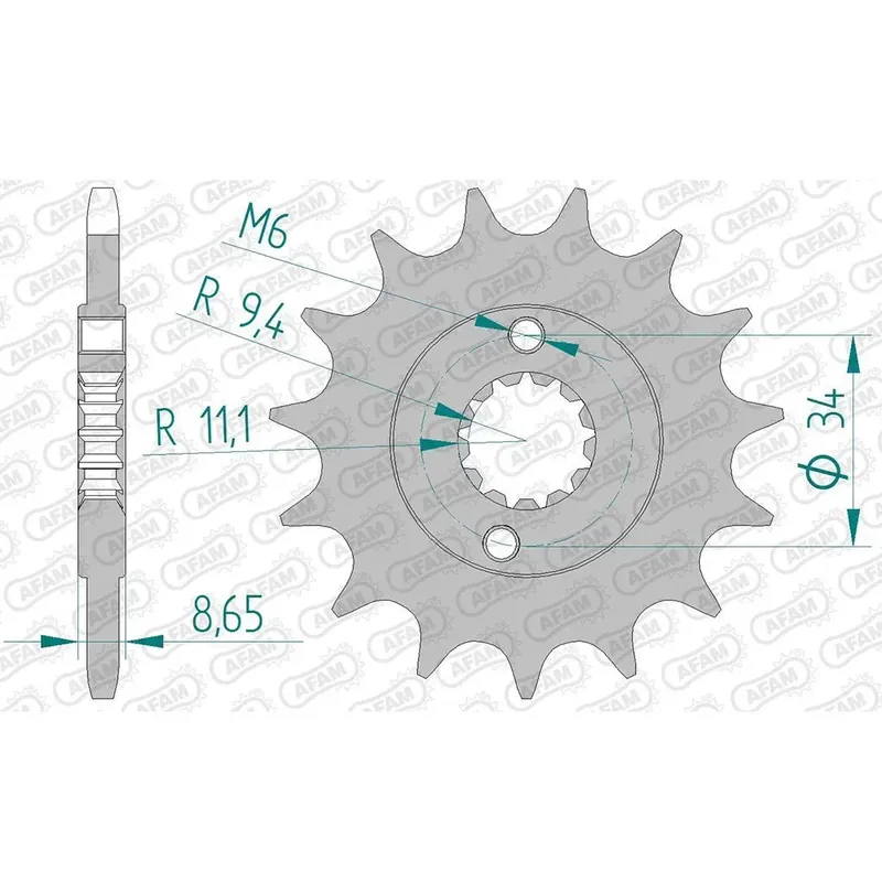 Ausverkauf AFAM Ritzel 520 f. Blech mit Versatz 13 Zähne