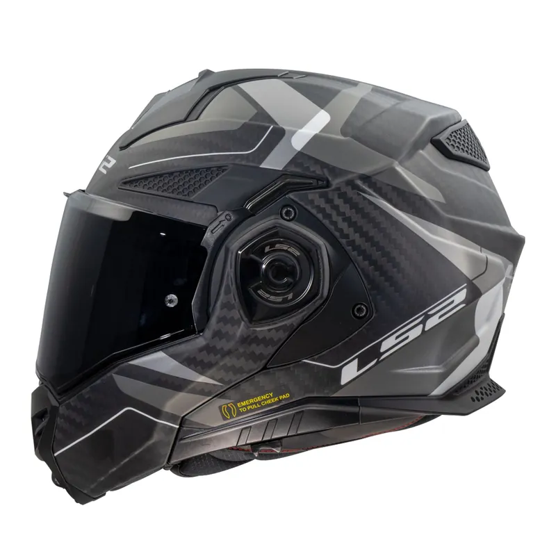 Schneller Versand LS2 Klapphelm Advant X Carbon Horizon Silber Grau FF901 Motorrad Helm + dunkles Visier M (57-58cm)
