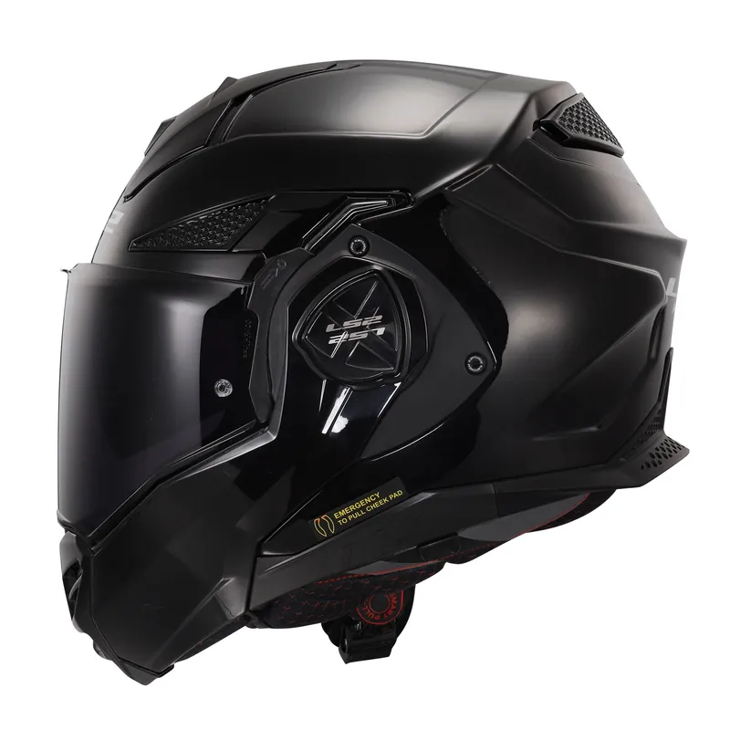 Neu LS2 Klapphelm Advant X Solid Schwarz Glanz FF901 Motorradhelm + dunkles Visier L (59-60cm)