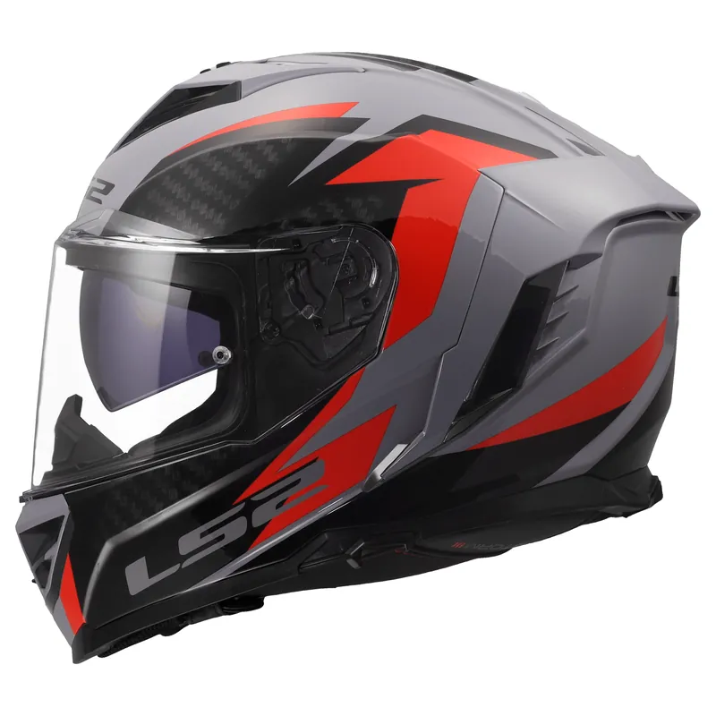 Echt LS2 Integralhelm Storm III Dynamo Grau Rot Motorrad Helm FF818 Sonnenblende L (59-60cm)