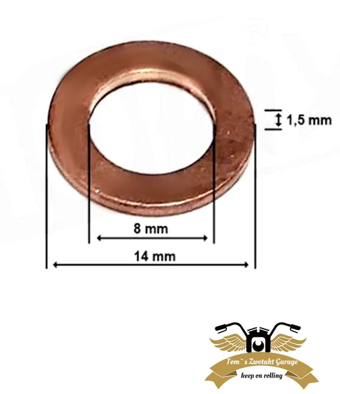 Neue Ware Mofa Moped Kupferdichtung Ölschraube M8 x 14mm Öldichtung
